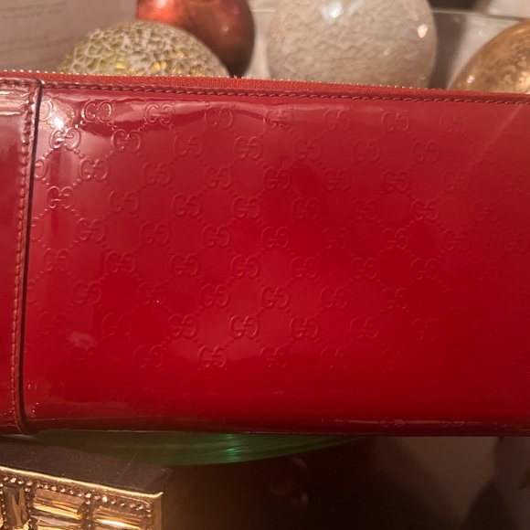 Gucci Micro Guccisima Patent Leather Zip around wallet, Red EUC!! - Picture 2 of 7